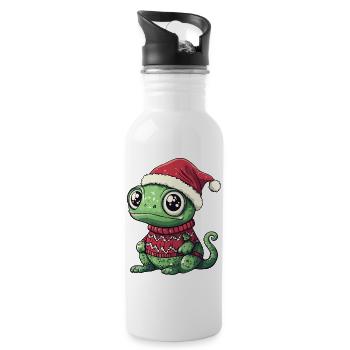 Chameleon Weihnachten - Trinkflasche mit integriertem Trinkhalm - Weiß - Rechts