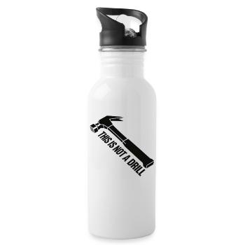This Not a Drill Hammer Graphic - Water bottle with straw - white - Right