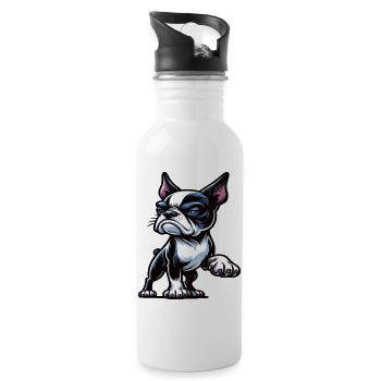 Boston Terrier Boston terrier besitzer Bosti - Trinkflasche mit integriertem Trinkhalm - Weiß - Rechts