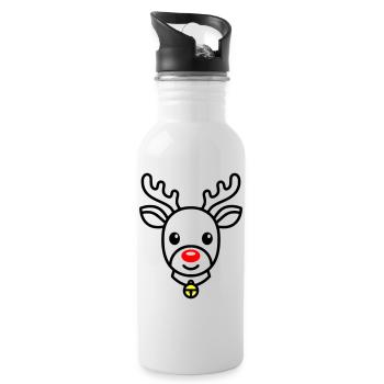 Renne mignon | Rudolph pour Noël - Gourde avec paille intégrée - blanc - Droite