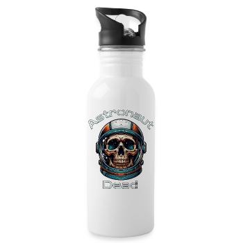 Astronaut Schädel im All - Trinkflasche mit integriertem Trinkhalm - Weiß - Rechts