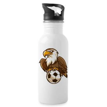 Adler Kick Fußball Motiv - Trinkflasche mit integriertem Trinkhalm - Weiß - Rechts
