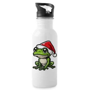 Frog Christmas - Water bottle with straw - white - Right