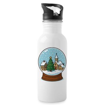 Village d’hiver à Snow Globe - Gourde avec paille intégrée - blanc - Droite