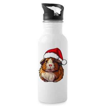 Weihnachten Meerschweinchen - Trinkflasche mit integriertem Trinkhalm - Weiß - Rechts