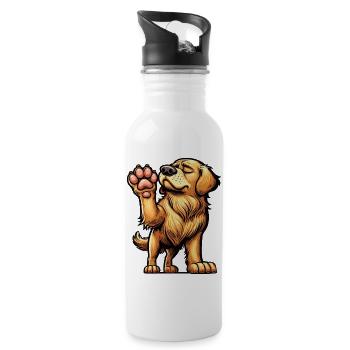 Golden Retriever Goldie Goldiebesitzer Goldies - Trinkflasche mit integriertem Trinkhalm - Weiß - Rechts