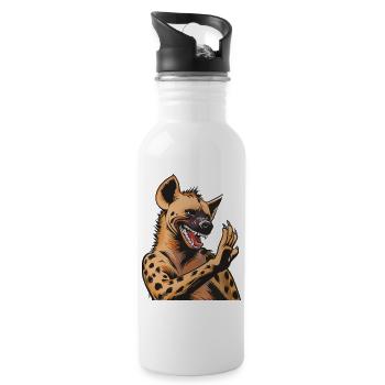Hyena in comic style grimace - Water bottle with straw - white - Right