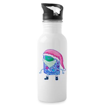 Christmas Game Console Kawaii Robot Santa - Water bottle with straw - white - Right