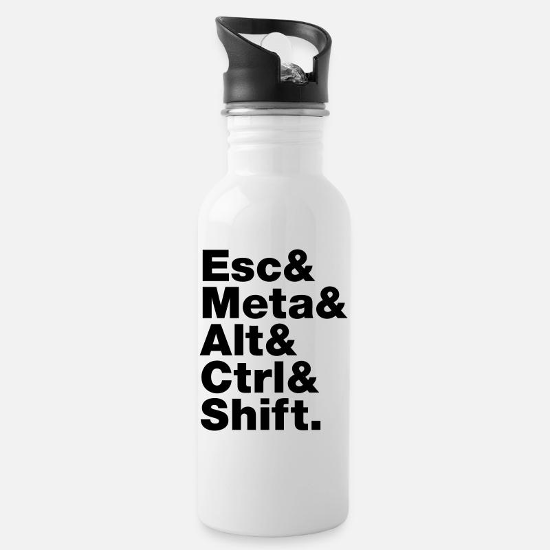 Esc & Meta & Alt & Strg & Shift - Trinkflasche mit integriertem Trinkhalm - Weiß