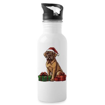 Mastiff Hund Weihnachten Geschenke - Trinkflasche mit integriertem Trinkhalm - Weiß - Rechts
