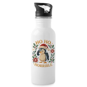Ho Ho Horrible Drôle de T-shirt de Noël Pingouin - Gourde avec paille intégrée - blanc - Droite