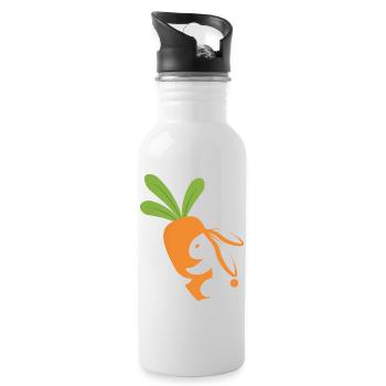 Karottenlächelndes Maskottchen - Trinkflasche mit integriertem Trinkhalm - Weiß - Rechts