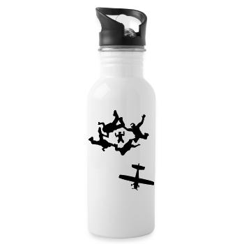 Skydiving - Trinkflasche mit integriertem Trinkhalm - Weiß - Rechts