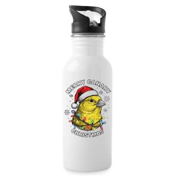 Noël Canari, le Père Noël Oiseau Chapeau de Noël - Gourde avec paille intégrée - blanc - Droite