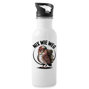 Hiking owl with backpack - Water bottle with straw - white - Right