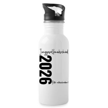 Junggesellenabschied 2026 Bitte unterschreiben Jga - Trinkflasche mit integriertem Trinkhalm - Weiß - Rechts