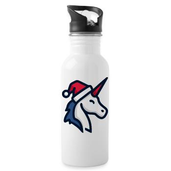 Cooles Einhorn Weihnachtsmütze Zwinkern - Trinkflasche mit integriertem Trinkhalm - Weiß - Rechts