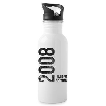 18th Birthday Boy Girl 18 Years 2008 Funny - Water bottle with straw - white - Right