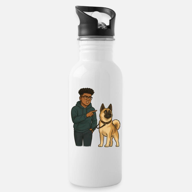 Matt & Holly - Trinkflasche mit integriertem Trinkhalm - Weiß