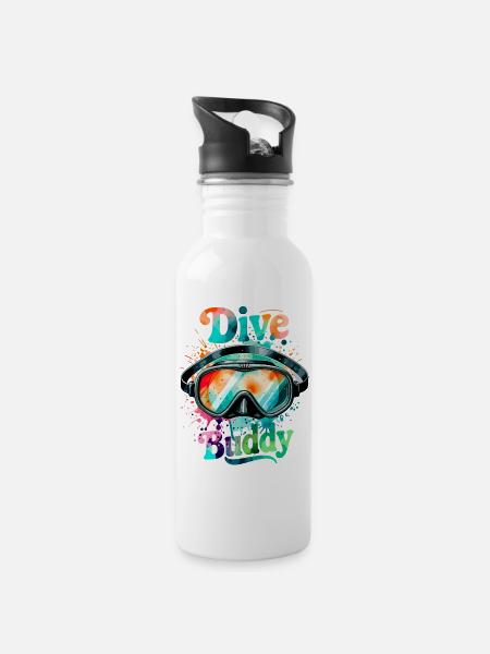 Dive Buddy Diving Goggles - Water bottle with straw - white