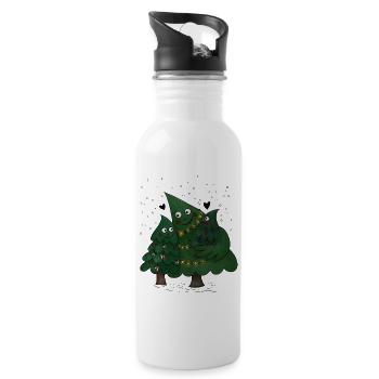Kleine Weihnachtsbaum Familie - Trinkflasche mit integriertem Trinkhalm - Weiß - Rechts