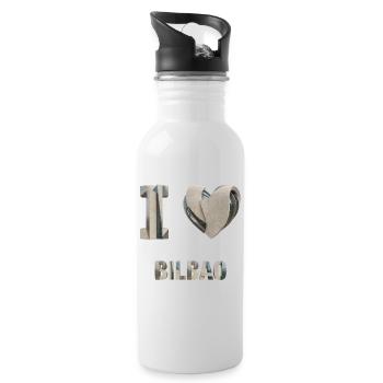 I Love Bilbao – Modern Architectural Design - Trinkflasche mit integriertem Trinkhalm - Weiß - Rechts