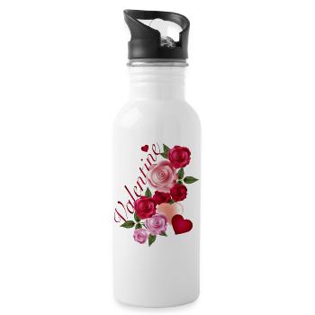 Rose garland with hearts in romantic style - Water bottle with straw - white - Right