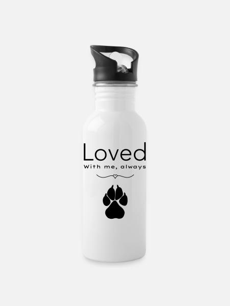 Le chien aimé - Gourde avec paille intégrée - blanc