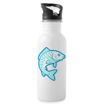 Neon Carp Fish Bright Fishing - Water bottle with straw - white - Right