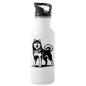 Alaskan Malamute in a proud pose - Water bottle with straw - white - Right