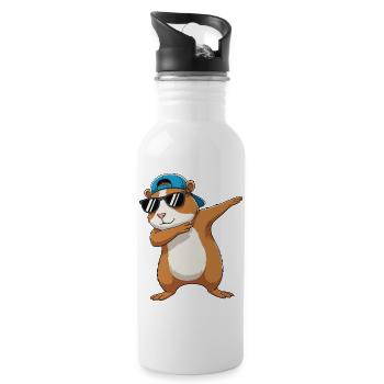 Cool Dabbing Meerschweinchen-Sonnenbrillen-Cartoon-Kunst - Trinkflasche mit integriertem Trinkhalm - Weiß - Rechts
