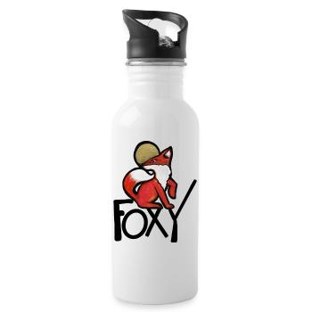 Crimson Fox mit Goldenem Halo - Trinkflasche mit integriertem Trinkhalm - Weiß - Rechts