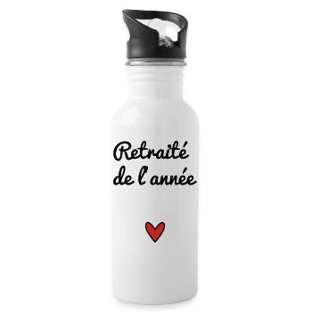 RENTE. RENTE. PENSIONIERT. RENTE. HERZ - Trinkflasche mit integriertem Trinkhalm - Weiß - Rechts