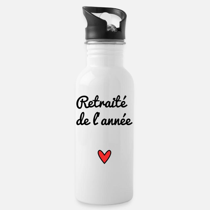 RENTE. RENTE. PENSIONIERT. RENTE. HERZ - Trinkflasche mit integriertem Trinkhalm - Weiß