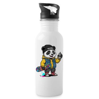 Asia Panda Skate Crew - Trinkflasche mit integriertem Trinkhalm - Weiß - Rechts