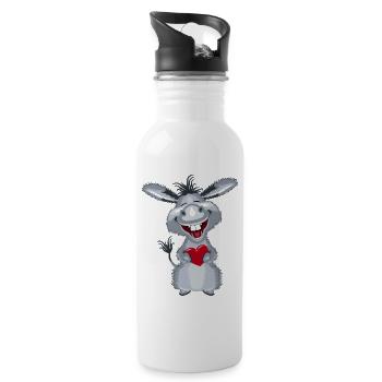 herz_esel1 - Trinkflasche mit integriertem Trinkhalm - Weiß - Rechts