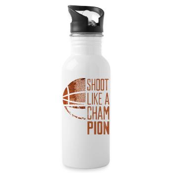 Shoot Like A Champion Basketball Quote - Water bottle with straw - white - Right