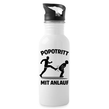 popotritt mit anlauf - Trinkflasche mit integriertem Trinkhalm - Weiß - Rechts