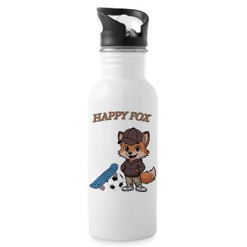 Happy Fox - Water bottle with straw - white - Right