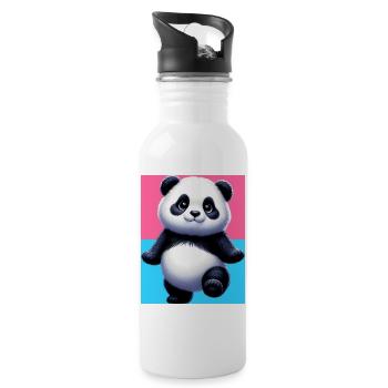 panda - Gourde avec paille intégrée - blanc - Droite