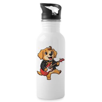 Rocking dog with electric guitar - Water bottle with straw - white - Right
