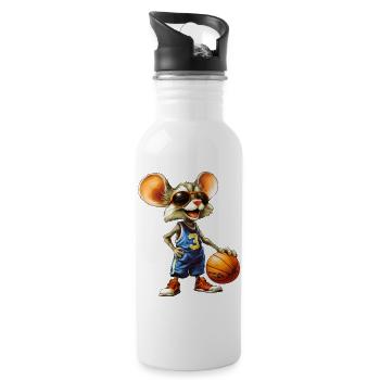 Mäuse Basketball - Trinkflasche mit integriertem Trinkhalm - Weiß - Rechts