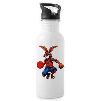 Hasen Basketball - Trinkflasche mit integriertem Trinkhalm - Weiß - Rechts
