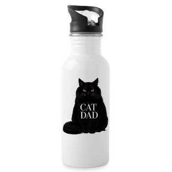 Cat Dad - Design d’illustration de chat noir - Gourde avec paille intégrée - blanc - Droite
