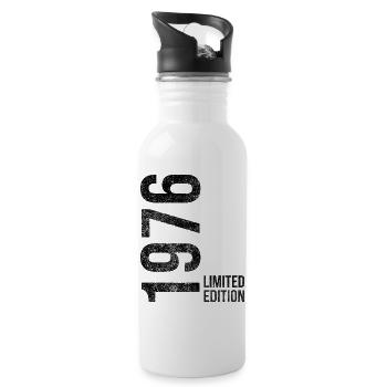 50th Birthday Man Woman 50 Years 1976 - Water bottle with straw - white - Right