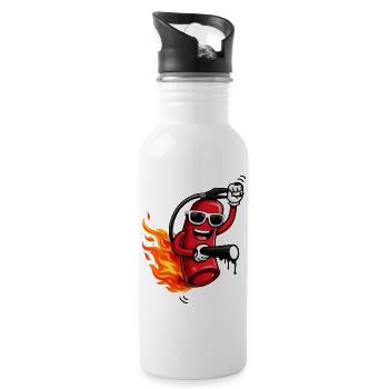 Un extincteur cool avec des flammes - Gourde avec paille intégrée - blanc - Droite