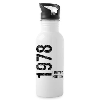 48th Birthday Man Woman 48 Years 1978 - Water bottle with straw - white - Right