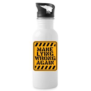 Make Lying Wrong Again Political Statement Logo - Water bottle with straw - white - Right
