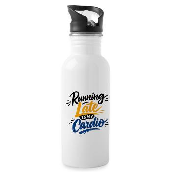 Running Late Is My Cardio Spruch Zitat - Trinkflasche mit integriertem Trinkhalm - Weiß - Rechts