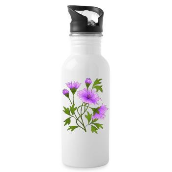 Fleur - Gourde avec paille intégrée - blanc - Droite